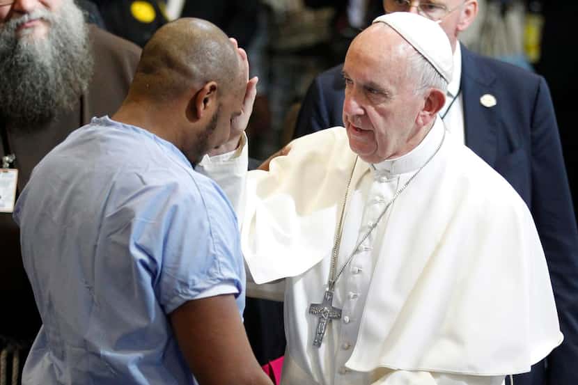 Pope Francis blessed  Carlos Lepy on Sunday during his visit to Curran-Fromhold Correctional...