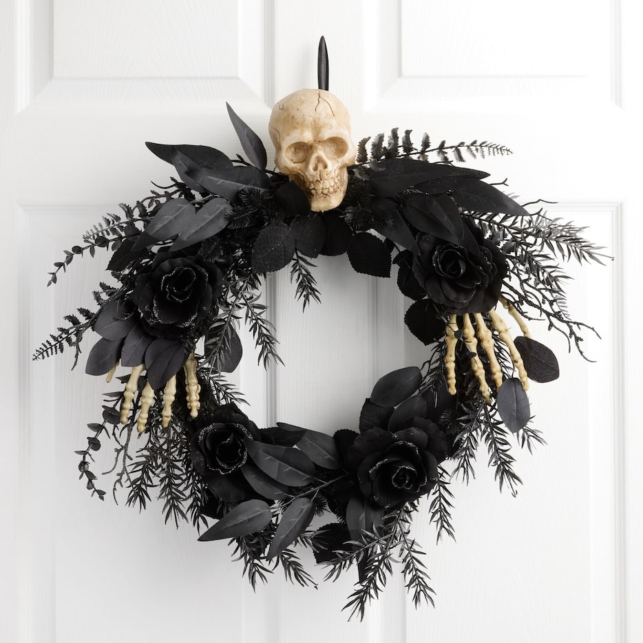 Black wreath on door