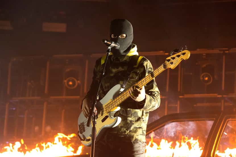 Tyler Joseph of the band Twenty One Pilots performs in concert during their "Bandito Tour"...