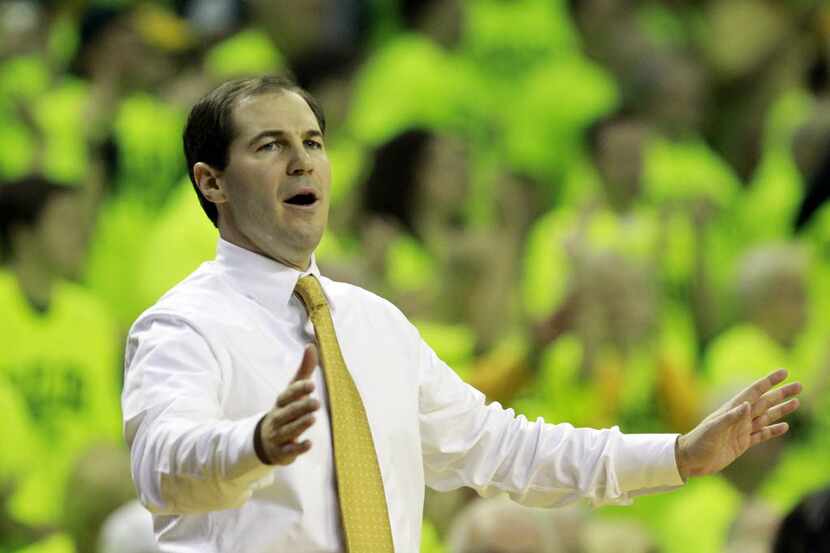 Baylor Bears coach Scott Drew during the first half of their NCAA basketball game against...