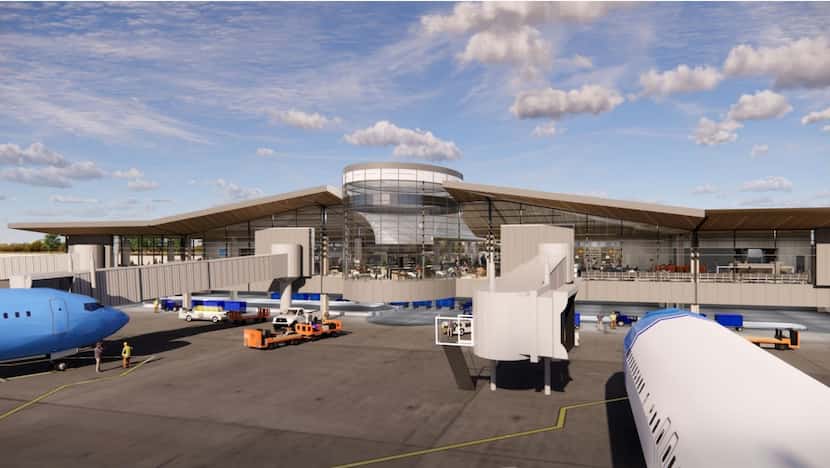 Renderings of a proposed new commercial airline terminal at McKinney National Airport...