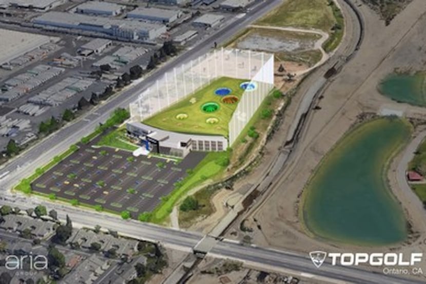 A rendering of the Topgolf site planned for Ontario, Calif. The company expects new...