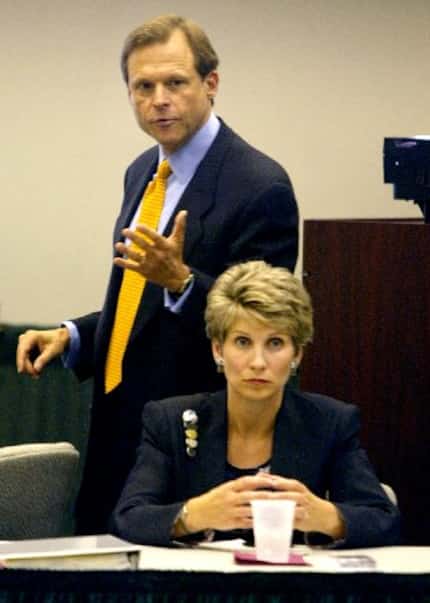 Then-state Rep. Steve Wolens, with his wife and then-Dallas Mayor Laura Miller, in 2003,...