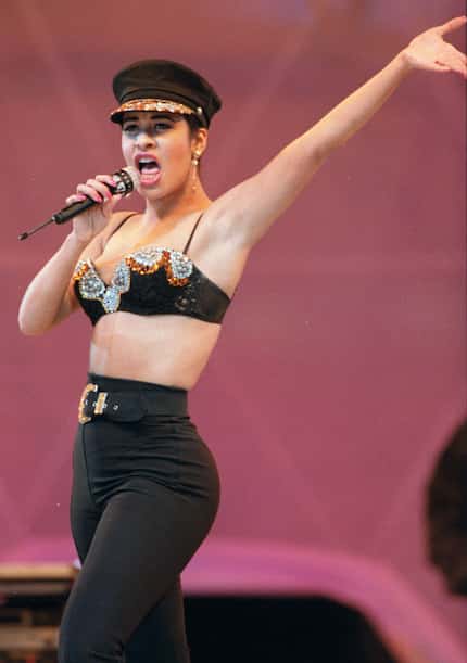Selena in 1993, performing at the Astrodome. 
