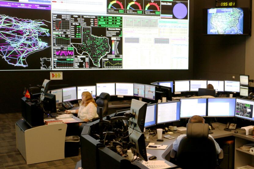 An ERCOT control room. The Electric Reliability Council of Texas (ERCOT) manages the flow of...