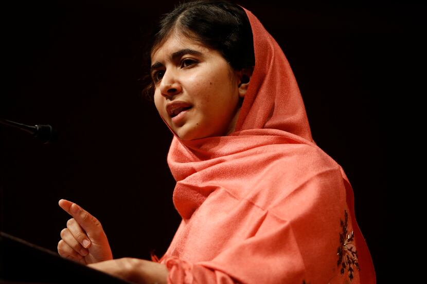 FILE - In this Friday, Sept. 27, 2013 file photo, Malala Yousafzai addresses students and...
