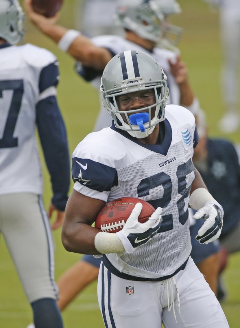 New Dallas Cowboys running back Trey Williams (28) is pictured during Dallas Cowboys...