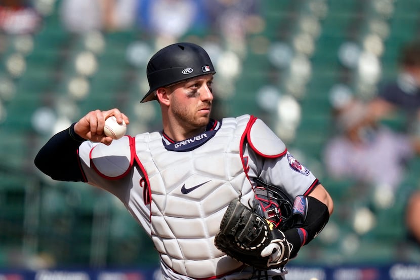 Minnesota Twins' Mitch Garver plays during a baseball game, Tuesday, April 6, 2021, in Detroit.