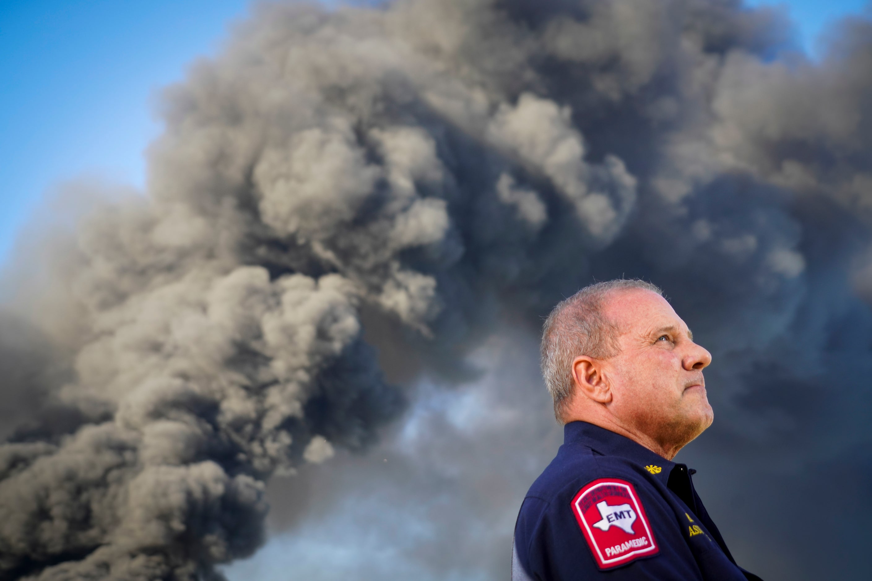 Grand Prairie Assistant Fire Chief Bill Murphy address media regarding a fire in an...