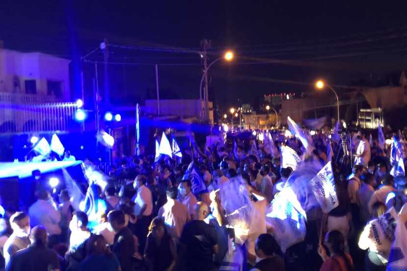 Maru supporters celebrate victory at PAN headquarters in Chihuahua City, Mexico.