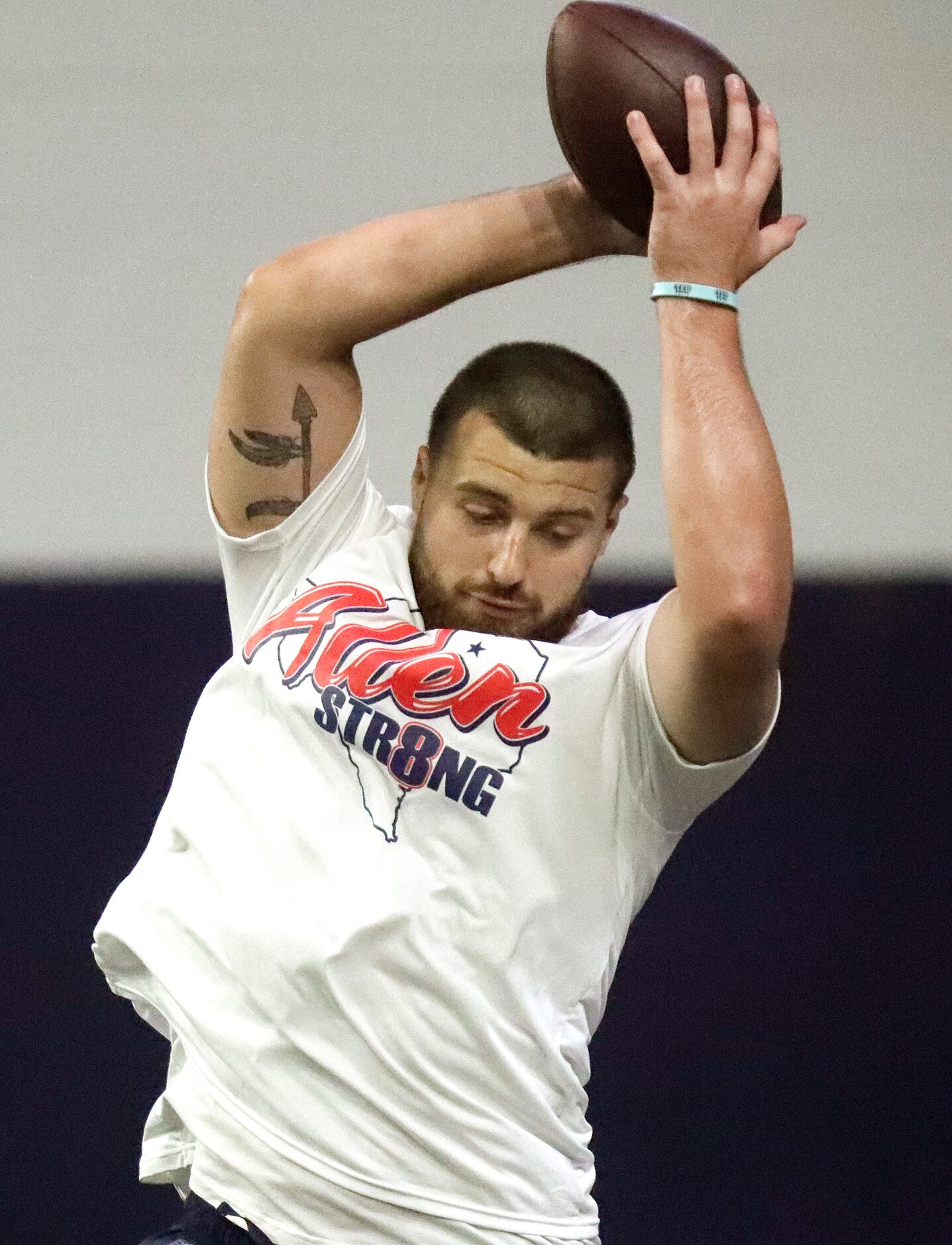 Tight end Jake Ferguson catches a pass in the end zone as the Dallas Cowboys held mini camp...