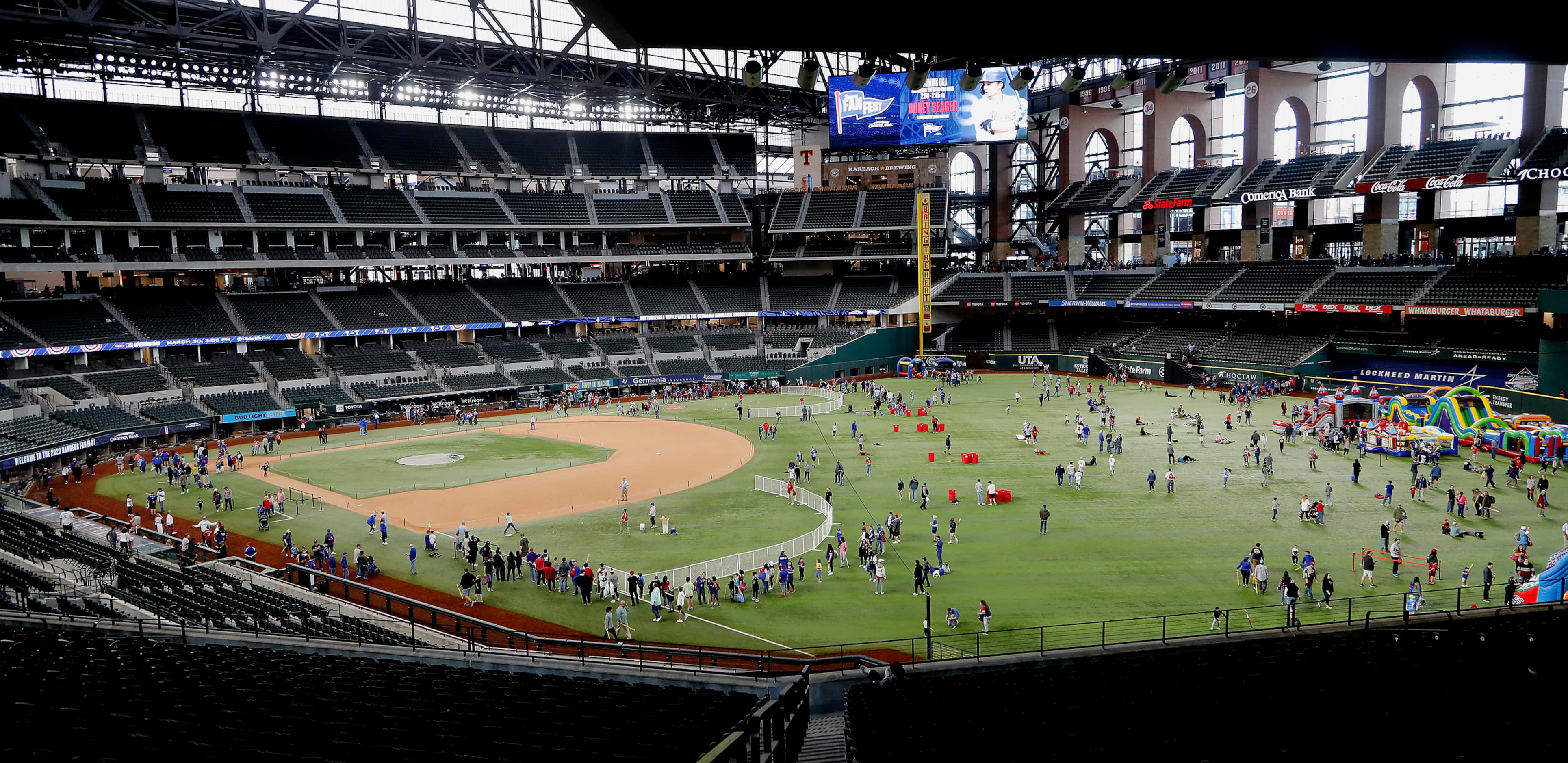 Texas Rangers fans turned out to experience the field as the Rangers Fan Fest was held at...