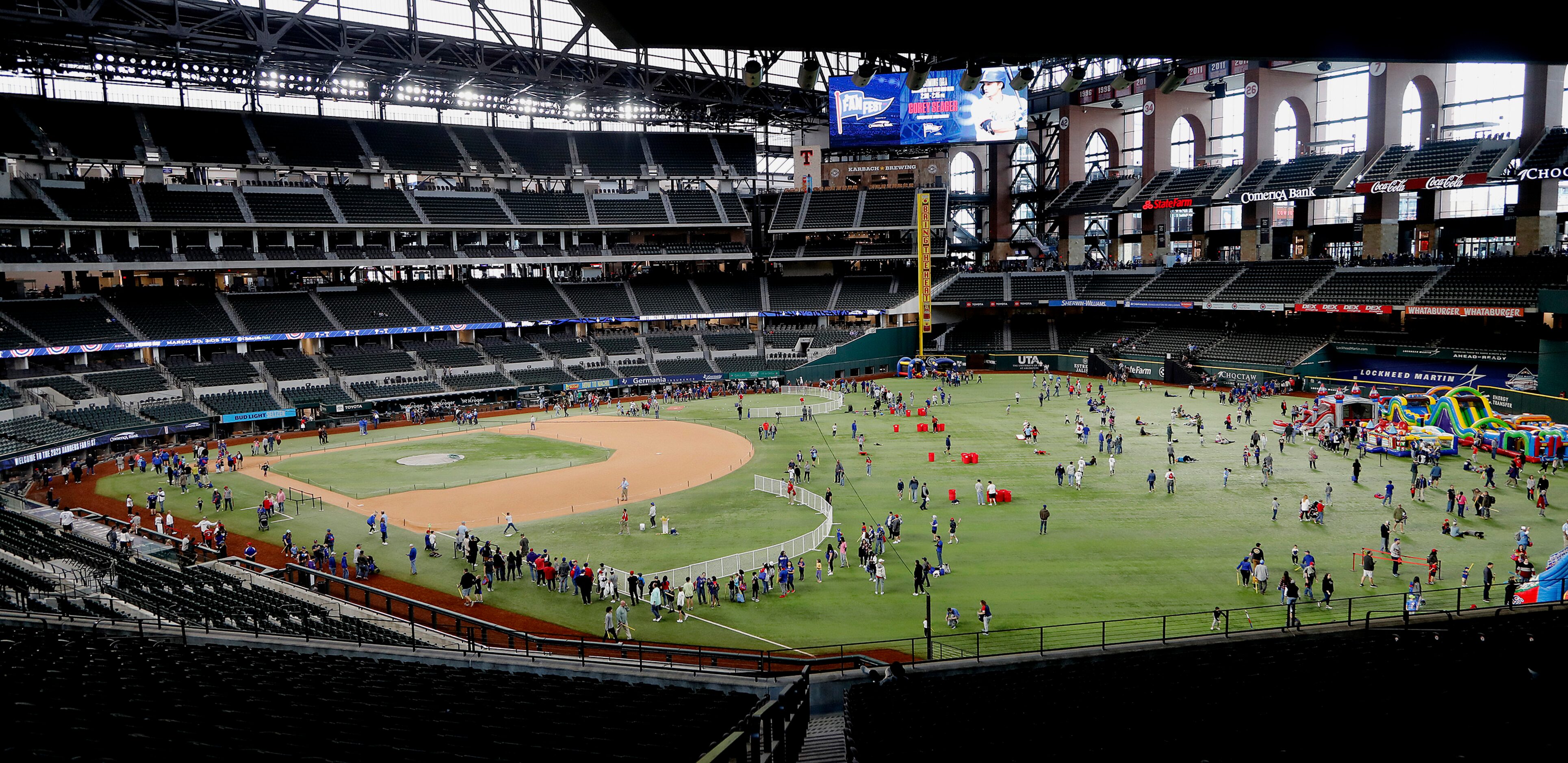 Texas Rangers fans turned out to experience the field as the Rangers Fan Fest was held at...