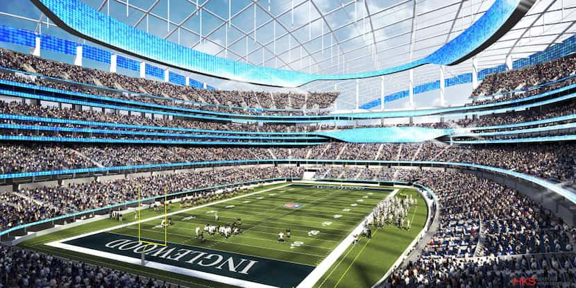  This is an architectural rendering of the new stadium in Inglewood, Calif., one designed by...