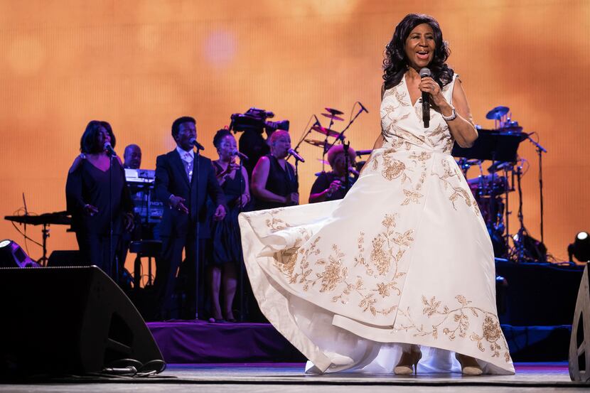 Aretha Franklin performs at Radio City Music Hall during the 2017 Tribeca Film Festival in...