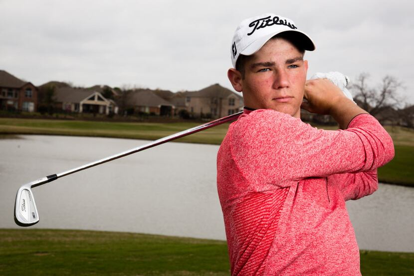 Junior golfer Noah Goodwin poses for a portrait at Oakmont golf course.  Goodwin will be...