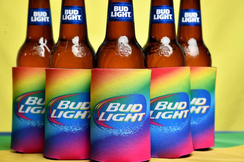 Bud Light has embraced LGBTQ-themed marketing before, like these Pride-themed Koozies,...