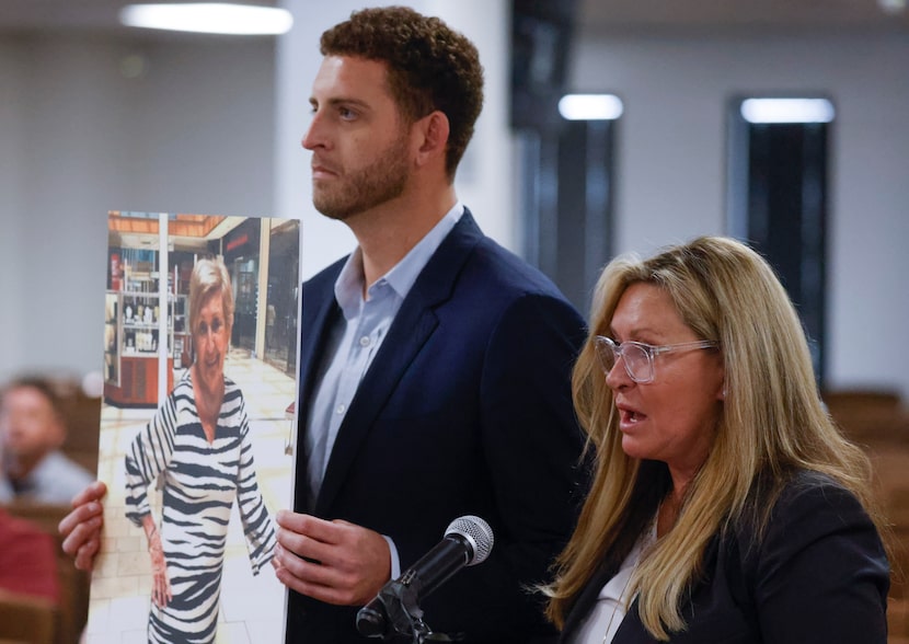 MJ Jennings, right, daughter, with Sean Cullen, grandson of alleged victim Leah Corken,...