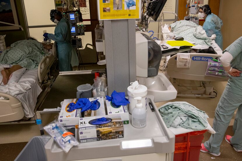 Nurses Kelsey O’Meara (top right) and her colleagues cared for intubated patients in the...