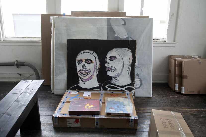 Santa Barbara Skeletons 1 ,  acrylic on cardboard, by actor James Franco, is among the work...