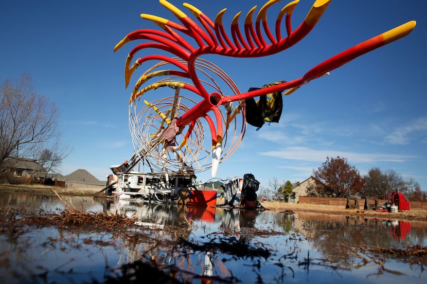A memorial sculpture, still under construction, titled "Phoenix" and designed by Troy...