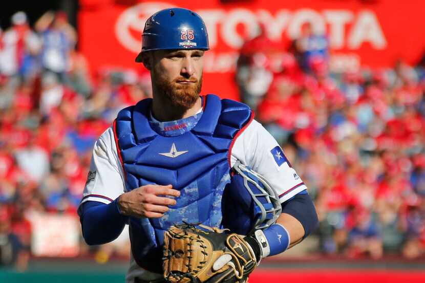 Texas Rangers catcher Jonathan Lucroy (25) is pictured during the Toronto Blue Jays vs. the...