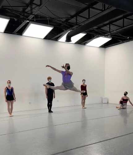 Company members of Avant Chamber Ballet rehearse a new work by artistic director Katie Puder...