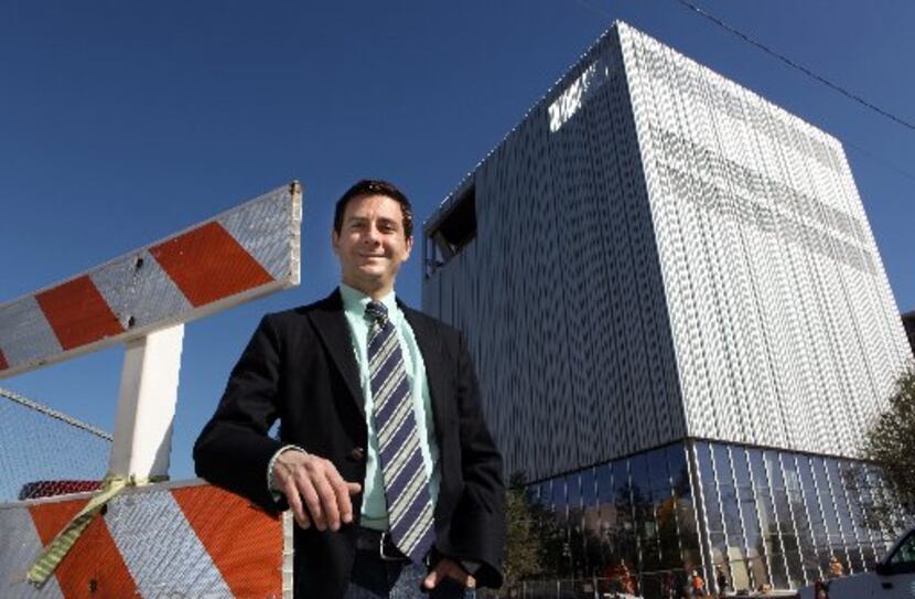 Dallas Theater Center artistic director Kevin Moriarty stands in front of the new Dee and...