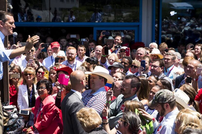 Texas Sen. Ted Cruz addressed supporters during a "thank you" event on the third day of the...