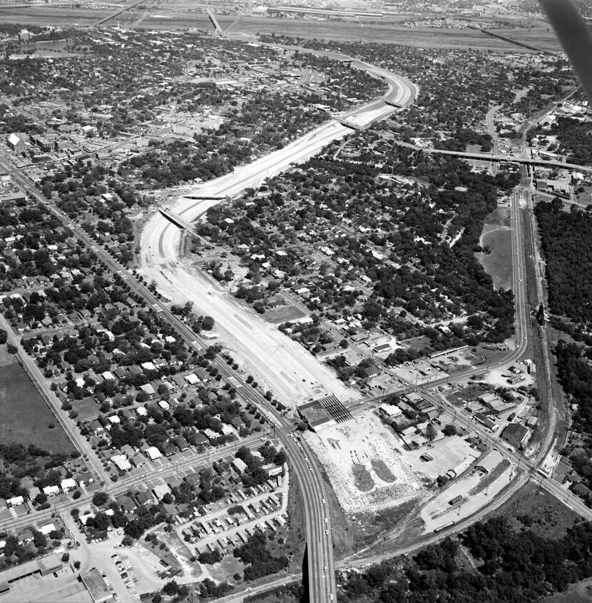 
An aerial photo shot during the construction of Interstate 35E in 1961 graphically captured...