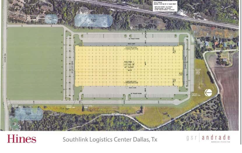 Hines' Dallas warehouse project is just south of Interstate 20.