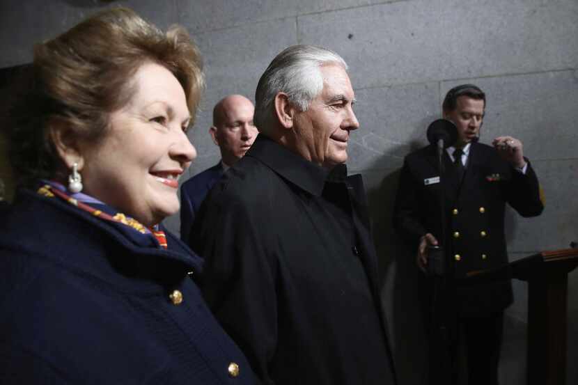 Secretary of state nominee Rex Tillerson and his wife, Renda, attended Friday's...