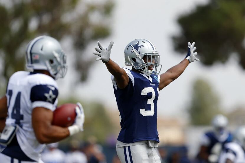 Dallas Cowboys free safety Byron Jones (31) celebrates a defensive stop during the...