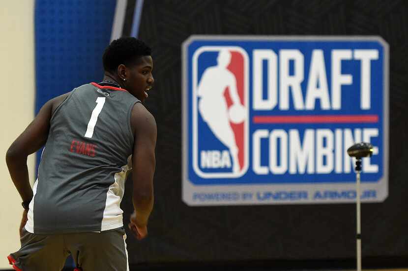 CHICAGO, IL - MAY 12:  Jawun Evans #1 participates in drills during Day Two of the NBA Draft...