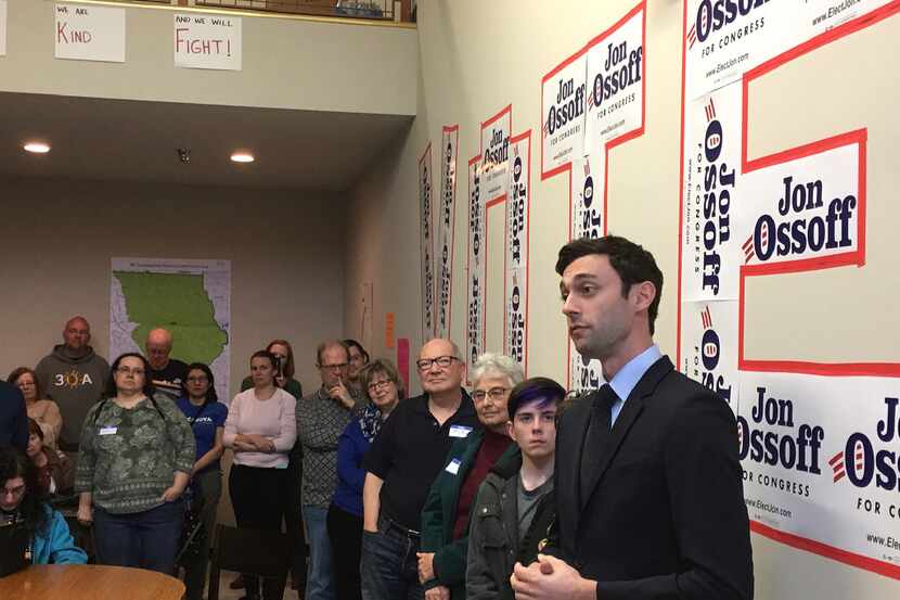 In this photo taken March 11, 2017, Georgia Democratic congressional candidate Jon Ossoff...