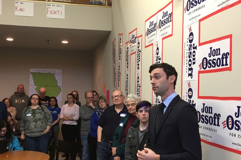 In this photo taken March 11, 2017, Georgia Democratic congressional candidate Jon Ossoff...
