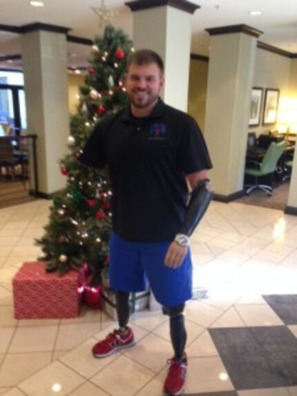  Travis Mills, 28, who lost all four limbs in an explosion in Afghanistan, was in Dallas...