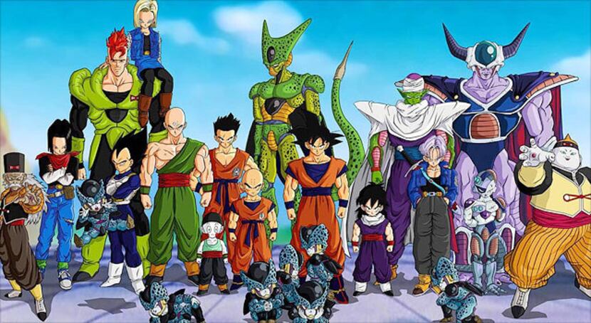A group of characters from the Japanese anime 'Dragon Ball Z.'