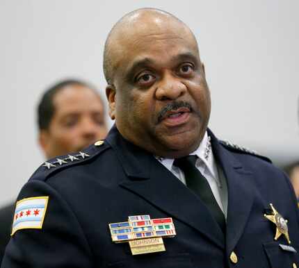 Chicago Police Superintendent Eddie Johnson spoke during a news conference in Chicago on...
