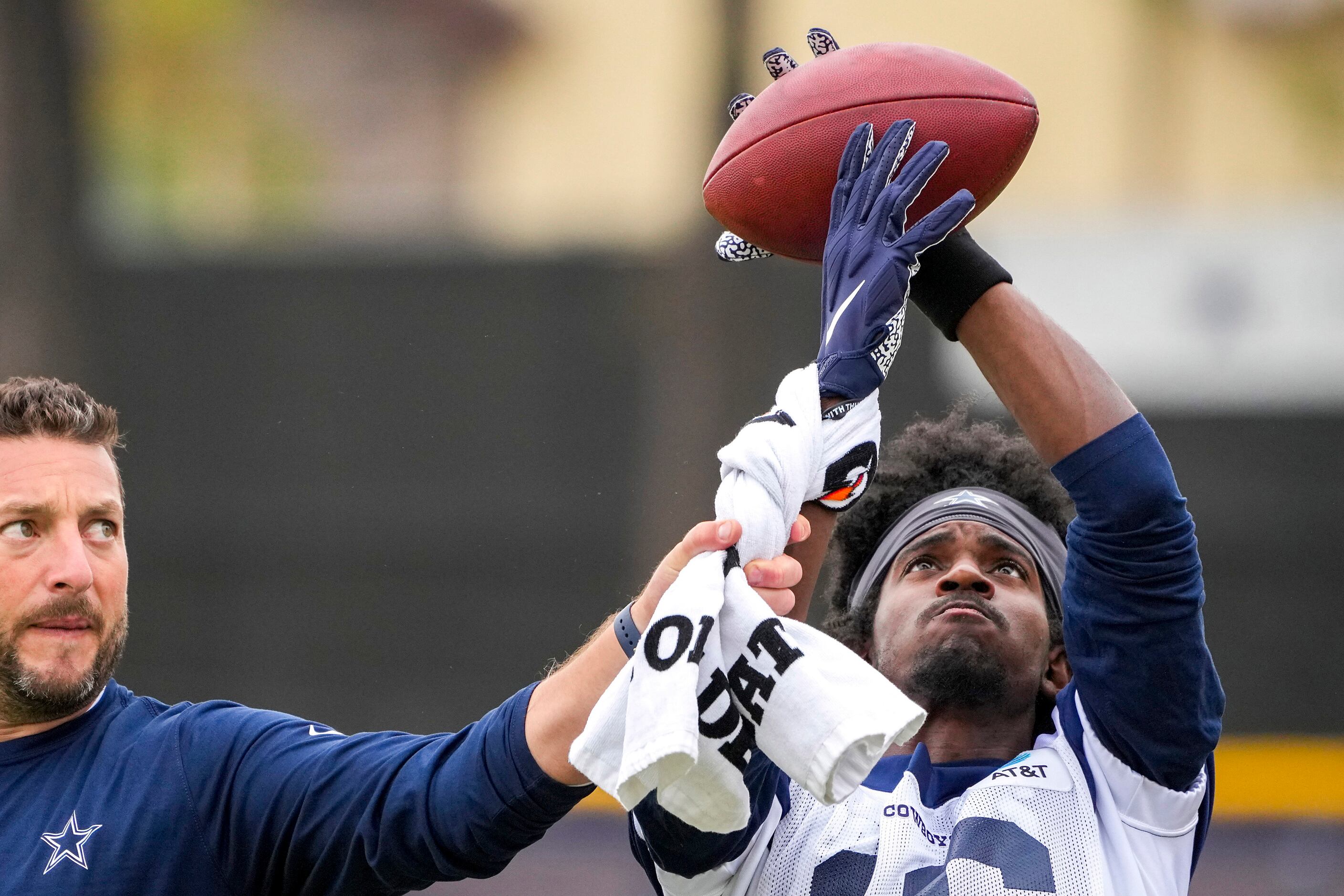 Dallas Cowboys wide receiver Reggie Davis (16) catches a ball during a practice at training...
