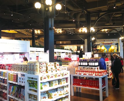 Eataly is known for its fresh meats and cheeses but also has dry grocery aisles. The one in...
