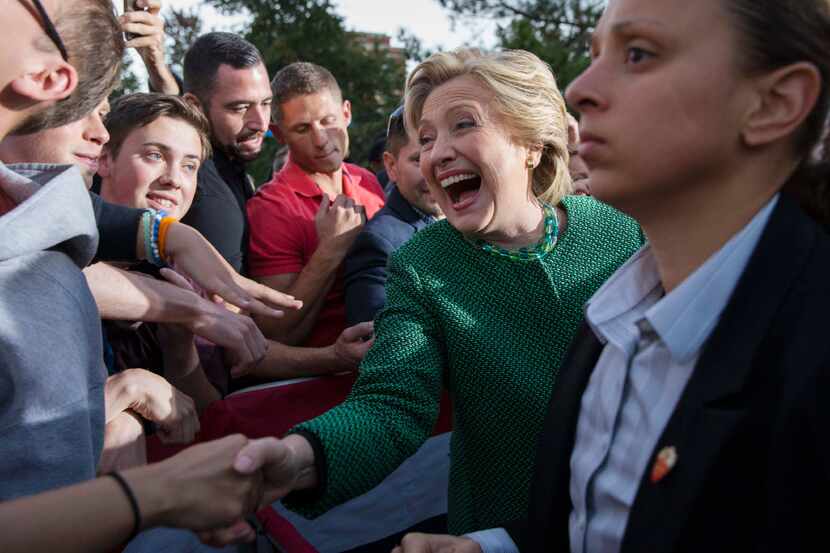 Hillary Clinton greeted supporters at a campaign rally in Charlotte, N.C., on Sunday.