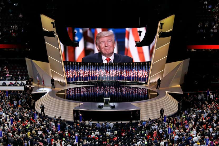Donald Trump addresses the final session of the 2016 Republican National Convention in...