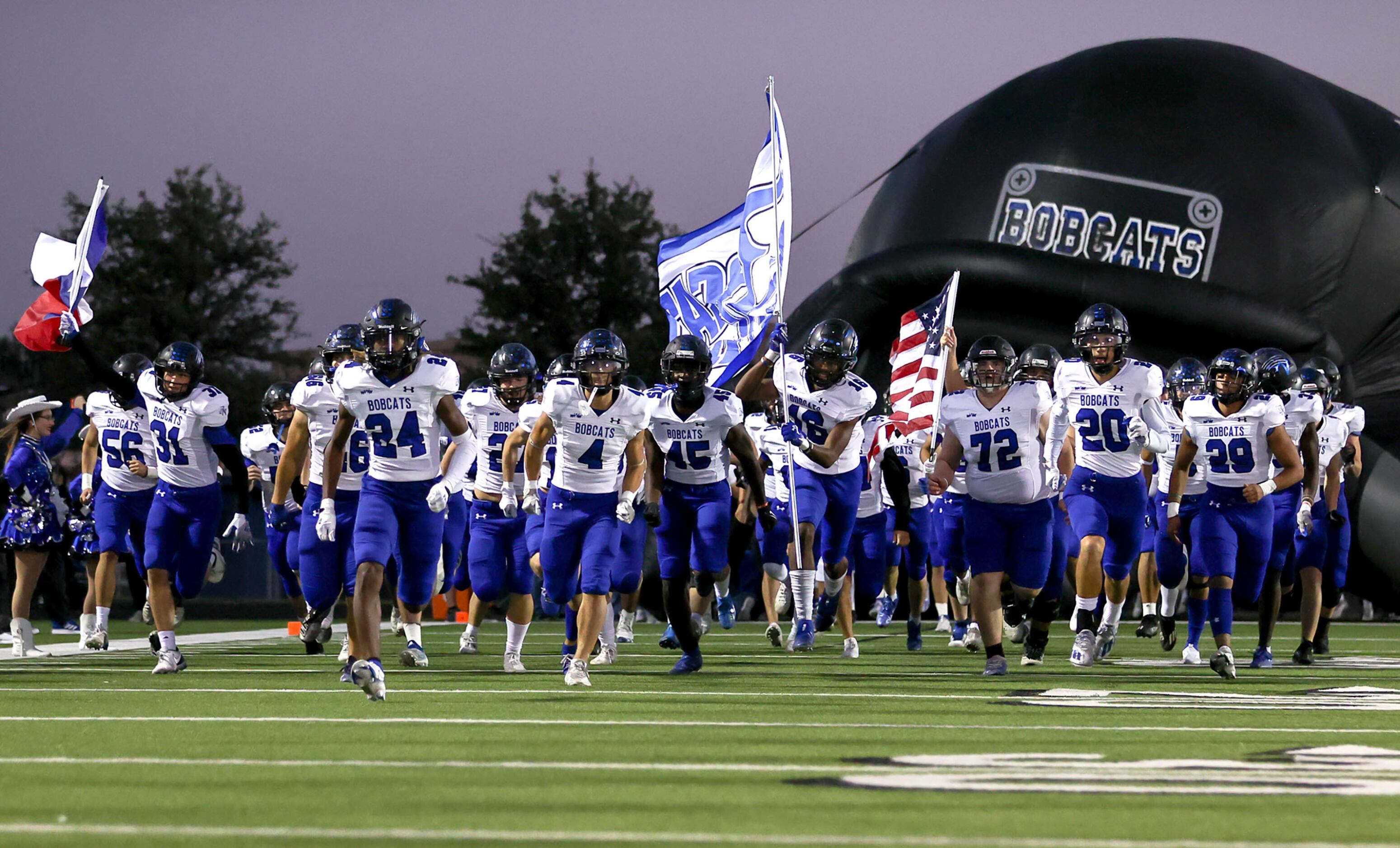 The Byron Nelson Bobcats enter the field to face Keller in a District 4-6A high school...