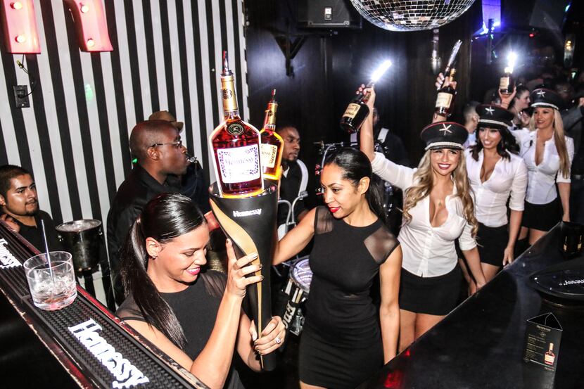 Hennessy cognac being poured at Winstons Supperclub in Uptown Dallas on Saturday.