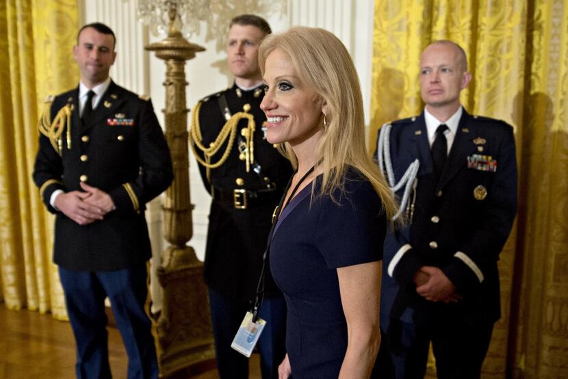 Kellyanne Conway, senior advisor to U.S. President Donald Trump, arrives to a swearing in...