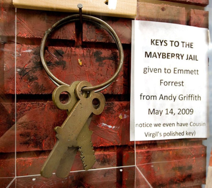 Keys to the jail from “The Andy Griffith Show” in an exhibit at the Andy Griffith Museum.