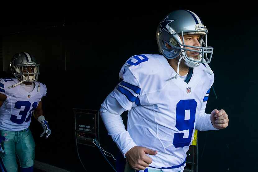 Dallas Cowboys quarterback Tony Romo (9) takes the field to face the Philadelphia Eagles in...