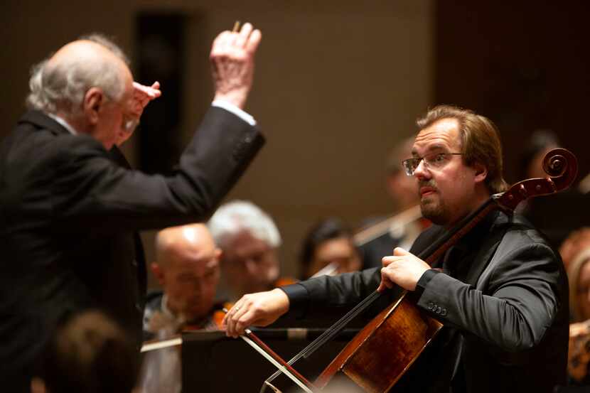 Guest conductor Marek Janowski (left) and cello soloist Wolfgang Emanuel Schmidt (right)...