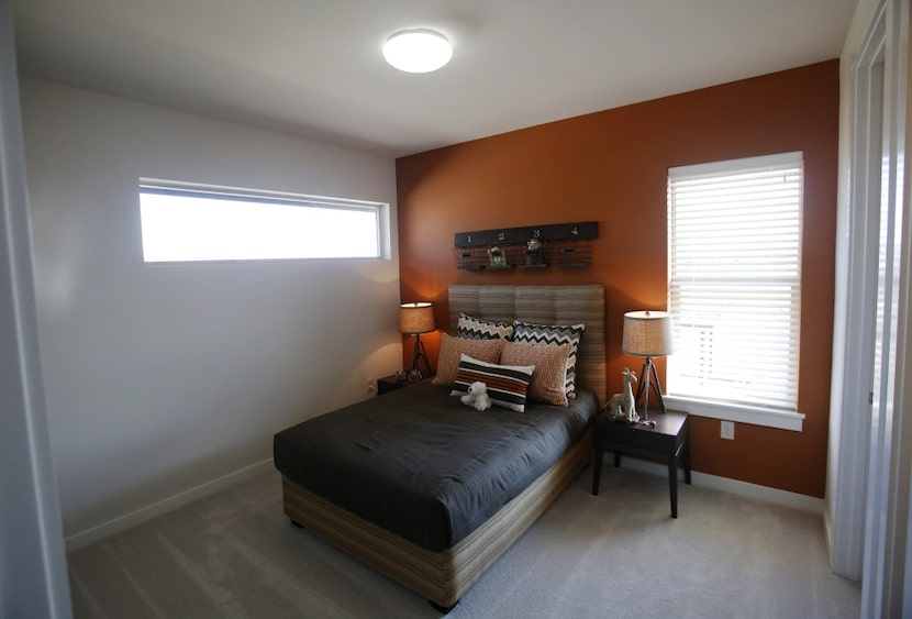 One of the bedrooms in the MainVue Homes Carmel Q1 model home at Phillips Creek Ranch in...